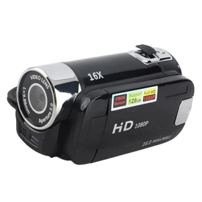 Abbildung von Full HD 16X DV Tragbarer Camcorder Digitale Videokamera 270 Drehbarer Bildschirm Unterstützung mit Zoom Nachtaufnahme(Schwarz)