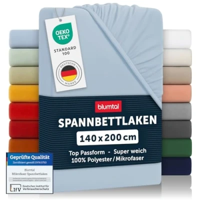 Abbildung von Blumtal Spannbettlaken Bettlaken aus Mikrofaser Oekotext zertifiziertes Bettlaken, Mikrofaser, Gummizug: rundum, (1 Stück), bis 40cm Matratzenhöhe mit Rundumgummizug