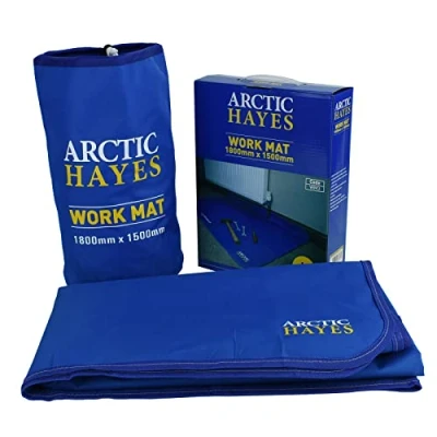 Abbildung von Arctic Hayes ARCWM3 Klempner Arbeitsmatte, rutschfest, wasserdicht und chemikalienbeständig, Bodenschutzmatte (1800 x 1500 mm), geeignet im Innen Außenbereich