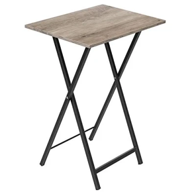 Abbildung von HOOBRO Beistelltisch, Klappbar Tablett Tisch, Sofatisch, TV Tray im Industriestil, Einfach Montierbar, Greige Schwarz EBG15BZ01