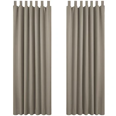 Abbildung von Deconovo Verdunkelungsvorhang Schlaufen Gardinen Blickdicht Vorhang Thermovorhang Kälteschutz thermo gegen Kälte Thermogardine Hitzeschutz, 290x140 cm(HöhexBreite), Taupe, 2er Set