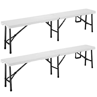 Abbildung von Casaria Gartenbank (2 St), 2er Set Bierbank Klappbar Kunststoff 8 Personen Tragegriff