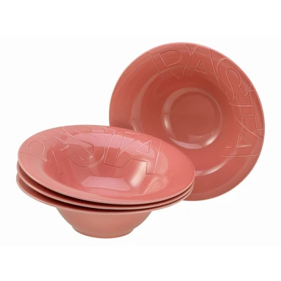 Abbildung von CreaTable, 21669, Serie Gourmet, 4 teiliges Geschirrset, Pastateller Set aus Porzellan, spülmaschinen und mikrowellengeeignet, Made in Europe