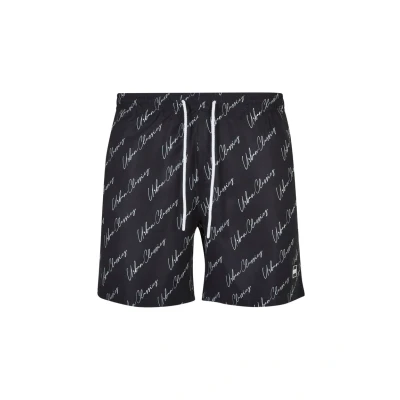Abbildung von Urban Classics Pattern Badeshorts, Herren, Größe: 4XL, Blackscriptlogo