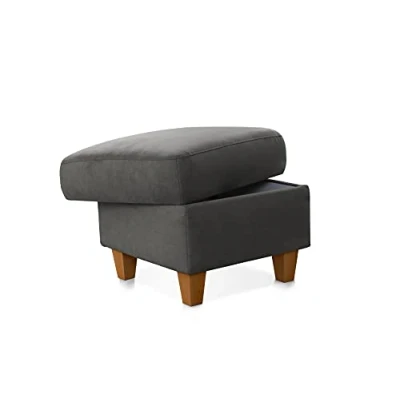 Abbildung von CAVADORE Polsterhocker Palera / Beistellhocker mit Stauraum, ideal als Fußhocker oder Sitzgelegenheit 58 x 48 Mikrofaser, Grau
