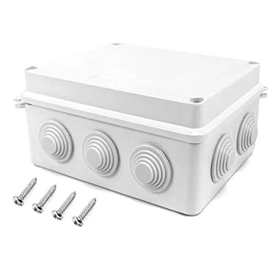 Abbildung von QWORK® Aufputz Abzweigkasten, Abzweigdose, wasserdicht, staubdicht, IP65, ABS Kunststoff, Universal Elektro Projekt Gehäuse, weiß, 150 x 110 70 mm