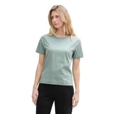 Abbildung von TOM TAILOR Rundhalsshirt, mit Herzmotiv als Frontprint