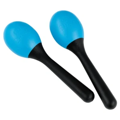 Abbildung von Nino Percussion Small Egg Maracas 1 Paar kleine Shaker für Kinder ab 3 Jahren Musikinstrument Kunststoff, Schwarz und Blau (NINO569SB)