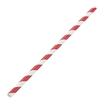 Abbildung von Fiesta Green Kompostierbare Papiertrinkhalme rot geringelt