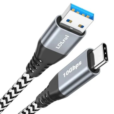 Abbildung von USB C zu A 3.2 Gen 2 Kabel 10Gbps Datenübertragung, Superschnelles Datenkabel, 3.1A Typ Schnellladekabel, für Samsung Galaxy S22/S21/S20/Note 20, PS5 Controller, Ladegerät 1,8m