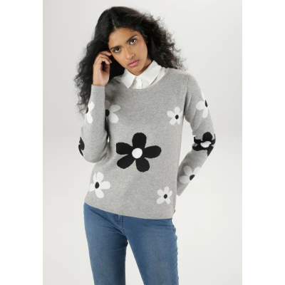 Abbildung von Aniston SELECTED Strickpullover, mit elegantem Blumenmuster NEUE KOLLEKTION