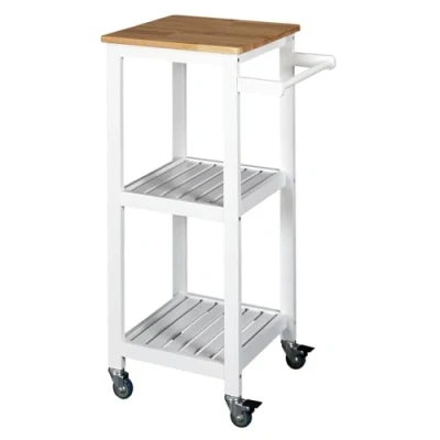 Abbildung von HOME DECO FACTORY HD7106 Servierwagen mit Rollen, 37 x 45 84,5 cm, Weiß, Holz, 37x45x84.5 cm