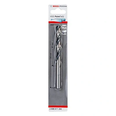 Abbildung von Bosch Professional HSS Spiralbohrer PointTeQ (für Metall, reduzierter Schaft, 10,5 x 87 133 mm, Zubehör Bohrschrauber)