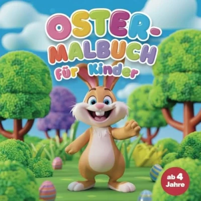 Abbildung von Oster Malbuch mit 50 niedlichen Motiven zum Ausmalen für Kinder ab 4 Jahren