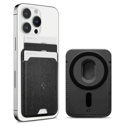 Abbildung von Spigen Urban Fit MagFit Magnetischer Kartenhalter Entwickelt für Magsafe Kompatibel mit iPhone 16/15/14/13/12 Modelle Wallet Schwarz