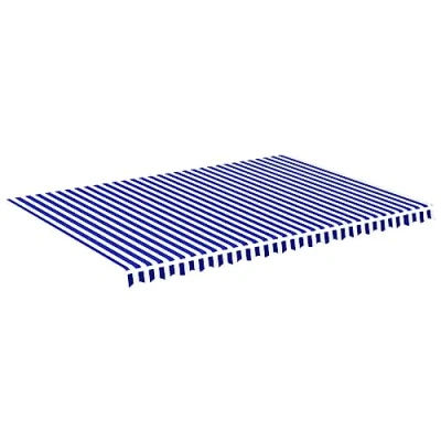 Abbildung von vidaXL Markisenbespannung Wasserabweisend Markisestoff Markisentuch Ersatzstoff mit Volant Markisevolant für Markise Blau Weiß 5x3,5m
