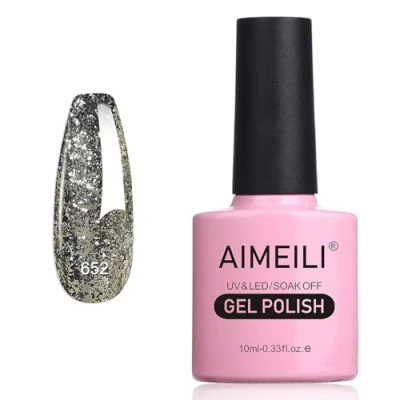 Abbildung von AIMEILI Glitzer Gel Nagellack UV LED Soak Off Mit Glitzerpartikel Sparkle Nail Polish Luminous 10ml 652