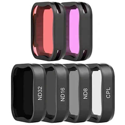 Abbildung von SOONSUN Objektivfilter für GoPro Hero 7 6 5 Schwarz (ND8, ND16, ND32, CPL, Hellrot, Magenta Filter), Zirkular Polarisations und Tauchfilter Set schwarze Kameras, 6er Pack