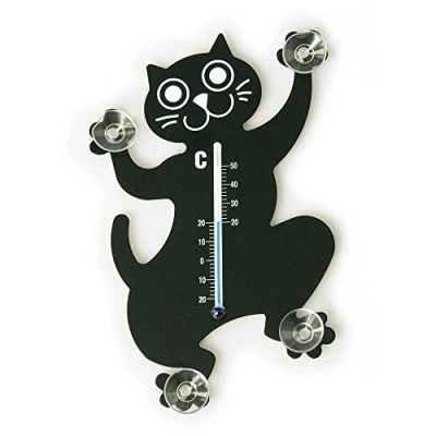 Abbildung von HAB &amp; GUT TG004 Fensterthermometer Schwarze Katze schwarzer Kater mit Saugnäpfen