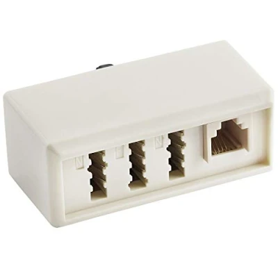 Abbildung von BestPlug Telefon Fax Adapter Verteiler Splitter Weiche Verbindungsstück, 1 TAE F Stecker auf Buchse, 2 N Buchse und RJ11 Kupplung weiblich, Weiss