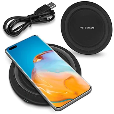 Abbildung von QI Wireless Kabelloses Ladegerät kompatibel mit Huawei P60 Pro / P50 + P30 P40 Charger Induktive Universal Schnell Ladestation 15W, Farbe:Schwarz