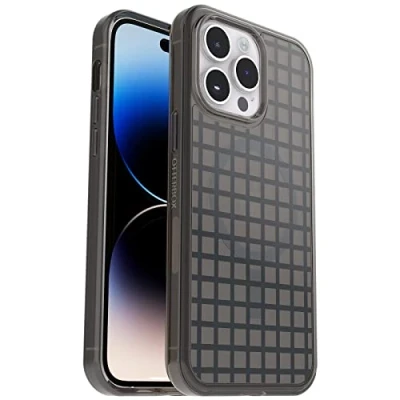 Abbildung von OtterBox Symmetry+ transparente Hülle für iPhone 14 Pro Max MagSafe, stoßfest, sturzsicher, schützende dünne Hülle, 3x getestet nach Militärstandard, Window Pane Black