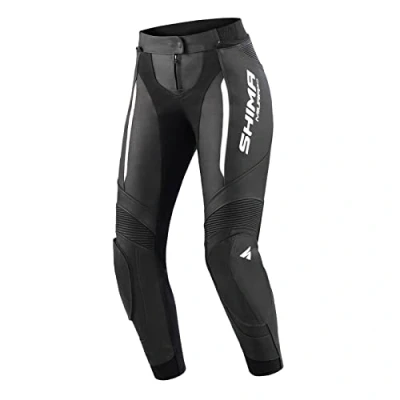 Abbildung von SHIMA Miura 2.0 Motorradhose Leder, Damen, Sporthose mit Hüft und Knieprotektoren, perforiertes elastische Einsätze, für 2 teilige Kombi (40, Schwarz/Weiß)