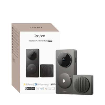 Abbildung von Aqara Smart Türklingel Kamera G410 mit Chime, 2k, Homekit Sicherheits Video, 2 Wege Audio, Integrierte Matter Hub, drahtlos/draht, unterstützt Apple Home, Google, Home Assistant, 2.4G/5GHz WLAN, Grau