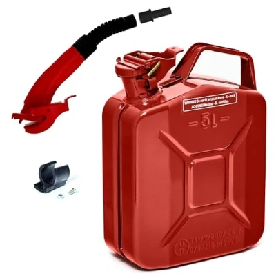 Abbildung von BW Benzinkanister Metall Kraftstoffkanister 5 L mit Ausgießer Rot RAL 3000 (5L,10L und 20L, Ausgießer), TÜV geprüft UN Zulassung Made in Europe