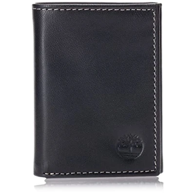 Abbildung von Timberland Herren Leather Trifold Wallet with Id Window Reisezubehör Dreifachgefaltete Brieftasche, Schwarz (Wolkig), Einheitsgröße