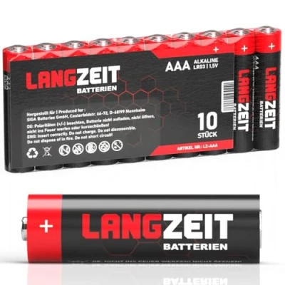 Abbildung von Langzeit Batterien AAA 10 Stück Premium Micro LR03 Alkaline Batterie 1,5V