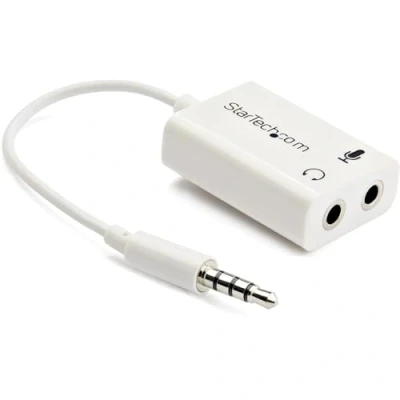 Abbildung von StarTech.com 3,5mm Klinke Audio Y Kabel, Adapter für Headset, Mikrofon und Lautsprecher, Aux Kabel Laptop Ultrabooks, Stecker Mic, in Weiß