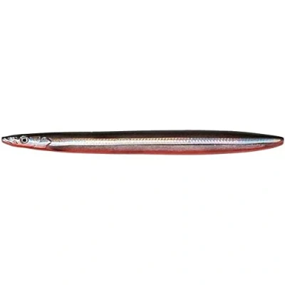 Abbildung von Savage Gear Line Thru Sandeel Meerforellenköder, Farbe:Black &amp; Red UV, Länge/Gewicht:12.5cm 19g