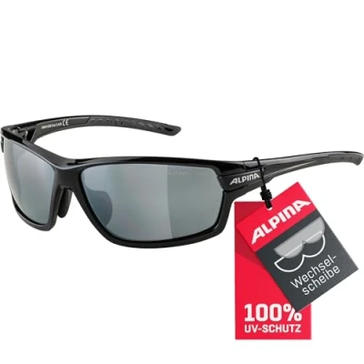 Abbildung von ALPINA TRI SCRAY 2.0 Indiv. Anpassbare, Bruchsichere Wechselscheiben Sport &amp; Fahrradbrille Mit 100% UV Schutz Für Erwachsene, black gloss, One Size