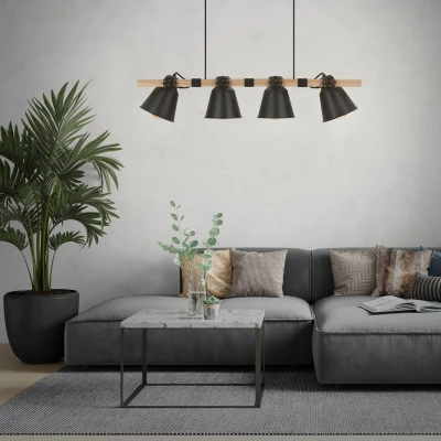 Abbildung von BRILONER Pendelleuchte mit Drahtschirm, Vintage, E27 Fassung, max. 60 Watt, Hängeleuchte, Hängelampe Esstisch, Esszimmerlampe hängend, Wohnzimmerlampe, Küchenlampe, Retro, 70x17,5x109,5 cm, Schwarz