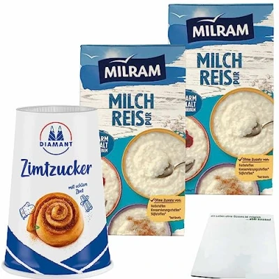 Abbildung von Milram Milchreis pur (2x1kg Packung) + Diamant Zimtzucker mit echtem Zimt (200g Streuer) usy Block