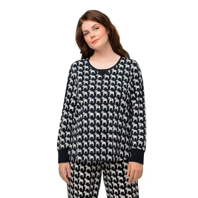 Abbildung von Ulla Popken PFERDE, RUNDHALS, BIO Nachtwäsche Shirt, Damen, Größe: 46/48, Marine