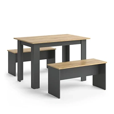 Abbildung von Vicco Esstisch Set Sentio, Anthrazit/Goldkraft Eiche, 110 x 70 cm mit 2 Bänken