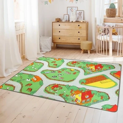 Abbildung von Primaflor Ideen in Textil Kinderteppich &quot;BAUERNHOF&quot;, rechteckig, 5 mm Höhe, Straßen Spiel Teppich, Kinderzimmer
