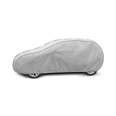 Abbildung von Autoabdeckung Wasserfest &amp; Extrastark Vollgarage Autoplane Abdeckplane gegen Regen Schnee Wind UV Strahlung Laub und anderen Schmutz Autogarage Grau, L1 HB/Kombi L: 405 430 cm/H: 126 136 cm