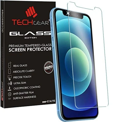 Abbildung von TECHGEAR Schutzfolie kompatibel mit iPhone 12, 12 Pro Displayschutzfolie aus gehärtetem Glas [9H Härte] [Crystal Clarity] [Kratzfest] [Nein Bläschen] kompatible