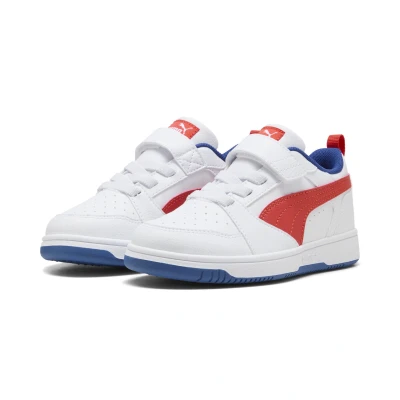 Abbildung von PUMA Rebound V6 Lo Sneakers Kinder White Fierce Red Clyde Royal Blue