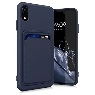 Abbildung von kwmobile Handyhülle kompatibel mit Apple iPhone XR Hülle Handy Cover Fach für Karten in Dunkelblau
