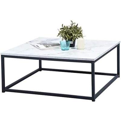 Abbildung von MEUBLE COSY Couchtisch mit Marmor Optik Wohnzimmertisch Eckig Sofatisch Stahlgestell Beistelltisch