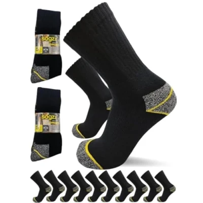 Abbildung von sogzz Arbeitssocken Herren 10 Paar Arbeit Socken, Arbeitersocken z.B. für Arbeitsschuhe, Work Socks, Modell: Basic, 39 42, Schwarz/Grau