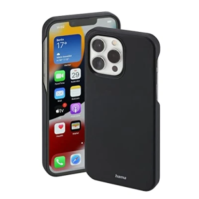 Abbildung von Hama Hülle für Apple iPhone 13 Pro Max kompatibel mit MagSafe (Magnetische induktives Laden, Handyhülle schützt vor Stößen, Kratzern und Schmutz, elegantes Case aus Kunstleder) schwarz