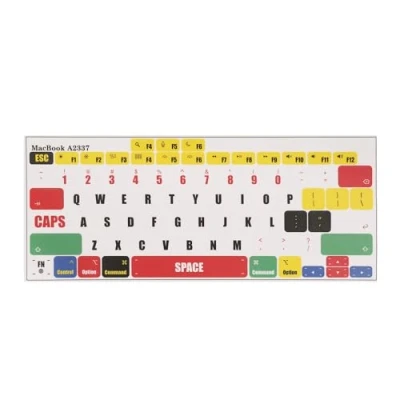 Abbildung von kwmobile Tastatur Aufkleber Englisch kompatibel mit Apple MacBook Air 13 M1 (A2337) Keyboard Sticker Farb für US QWERTY Mehrfarbig