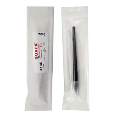 Abbildung von 20 Stück Schwarz Microblading Einweg Handstück mit Nadeln 18U 0,18mm zum manuellen Pigmentieren von Augenbrauen Permanent Makeup Stifte Stift Kappe (20pcs 0,18mm)