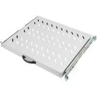 Abbildung von DIGITUS Ausziehbarer Fachboden 19 Zoll 1HE Befestigung Vorne &amp; Hinten Traglast 25 kg Für Netzwerkschänke Serverschränke Ab 600 mm Schranktiefe Grau