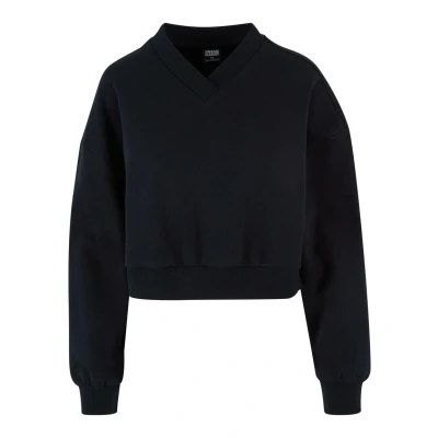 Abbildung von Urban Classics Cropped Vneck Sweatshirt, Damen, Größe: Small, Black